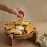 Wooden 2 in 1 Mini Chip-Dip Platter and Cake Stand