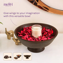 Wooden Chip and Dip Serving Set - Pedestal Bowl