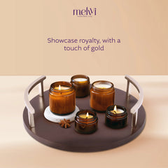 Acacia Wood 2 in 1 Round Serving Tray 12" | 4 Coasters, 1 Knife