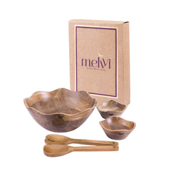 Acacia Wood Salad Bowls Set of 5