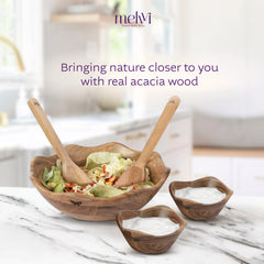 Acacia Wood Salad Bowls Set of 5