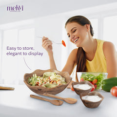 Acacia Wood Salad Bowls Set of 5