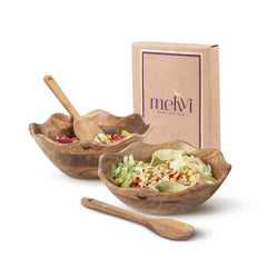 Acacia Wood Salad Bowls Set of 4