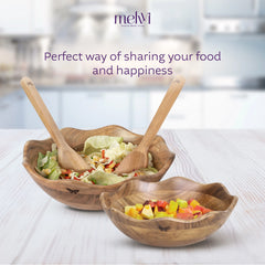 Acacia Wood Salad Bowls Set of 4