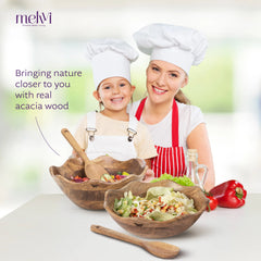 Acacia Wood Salad Bowls Set of 4