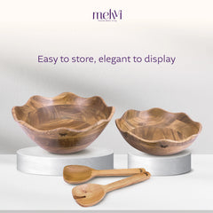 Acacia Wood Salad Bowls Set of 4