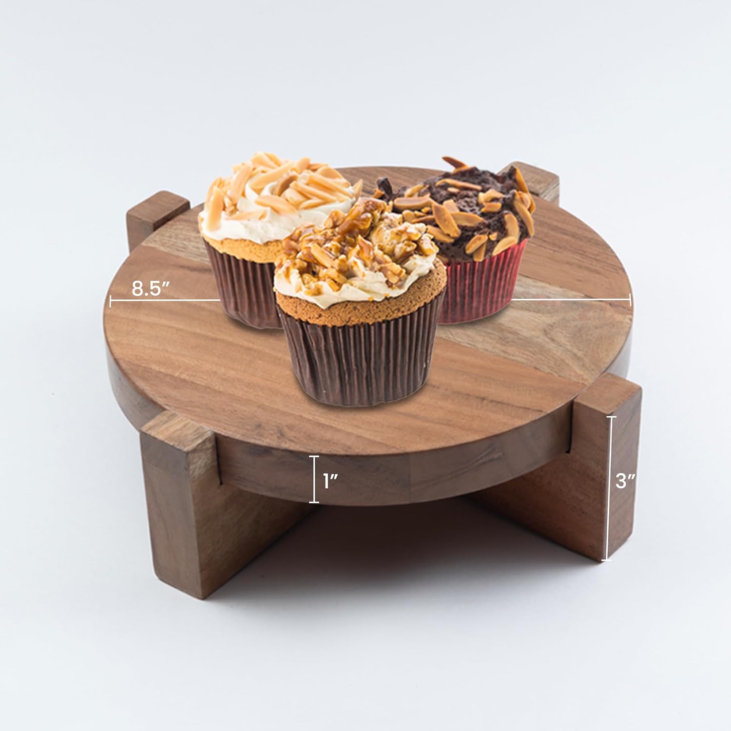 Wooden 2 in 1 Mini Chip-Dip Platter and Cake Stand