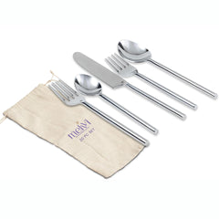 20-Piece Stainless Steel Forged Silverware Cutlery Set with Pouch